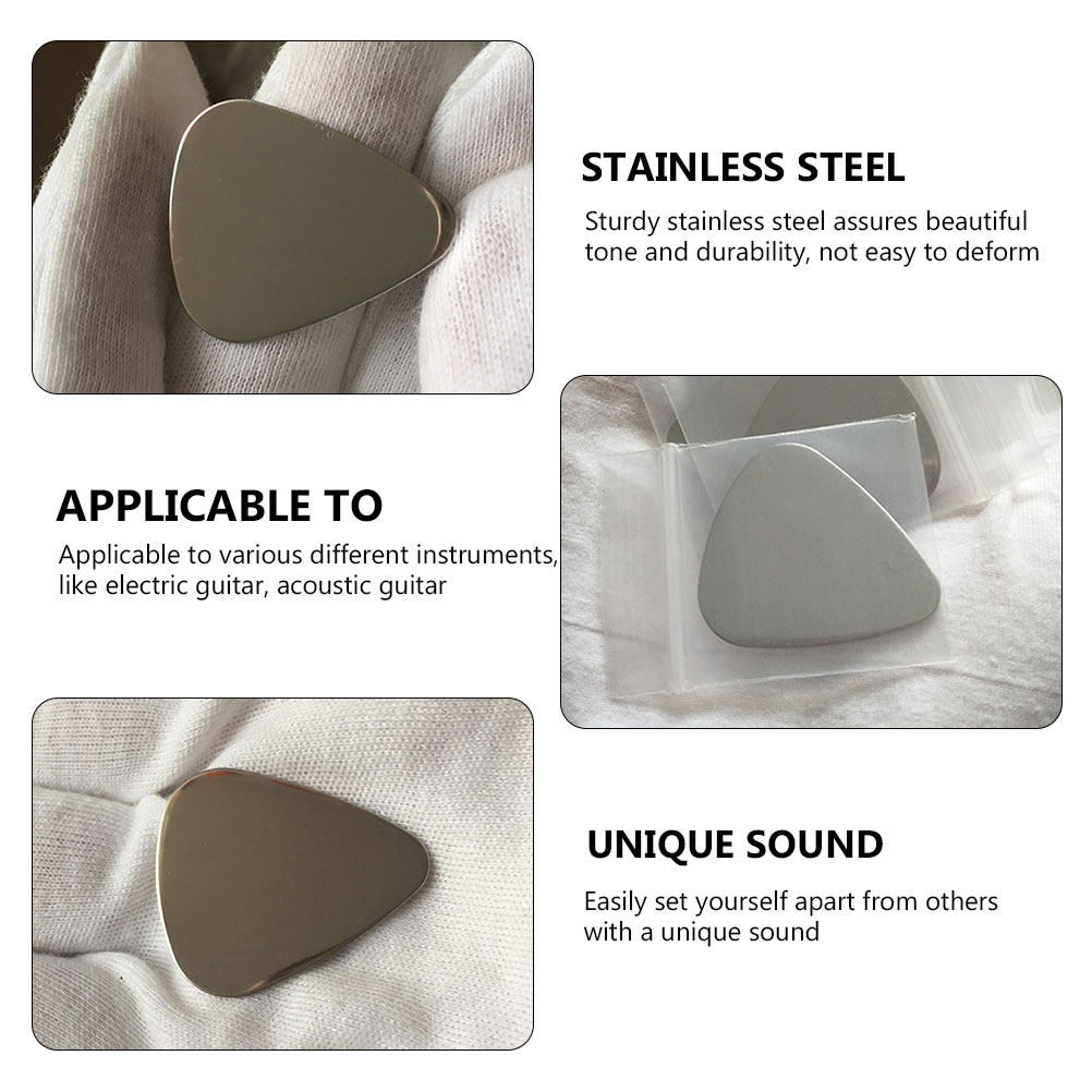 Electric Guitar Pick Pack - 4Pcs Stainless Steel Guitar Picks Strong