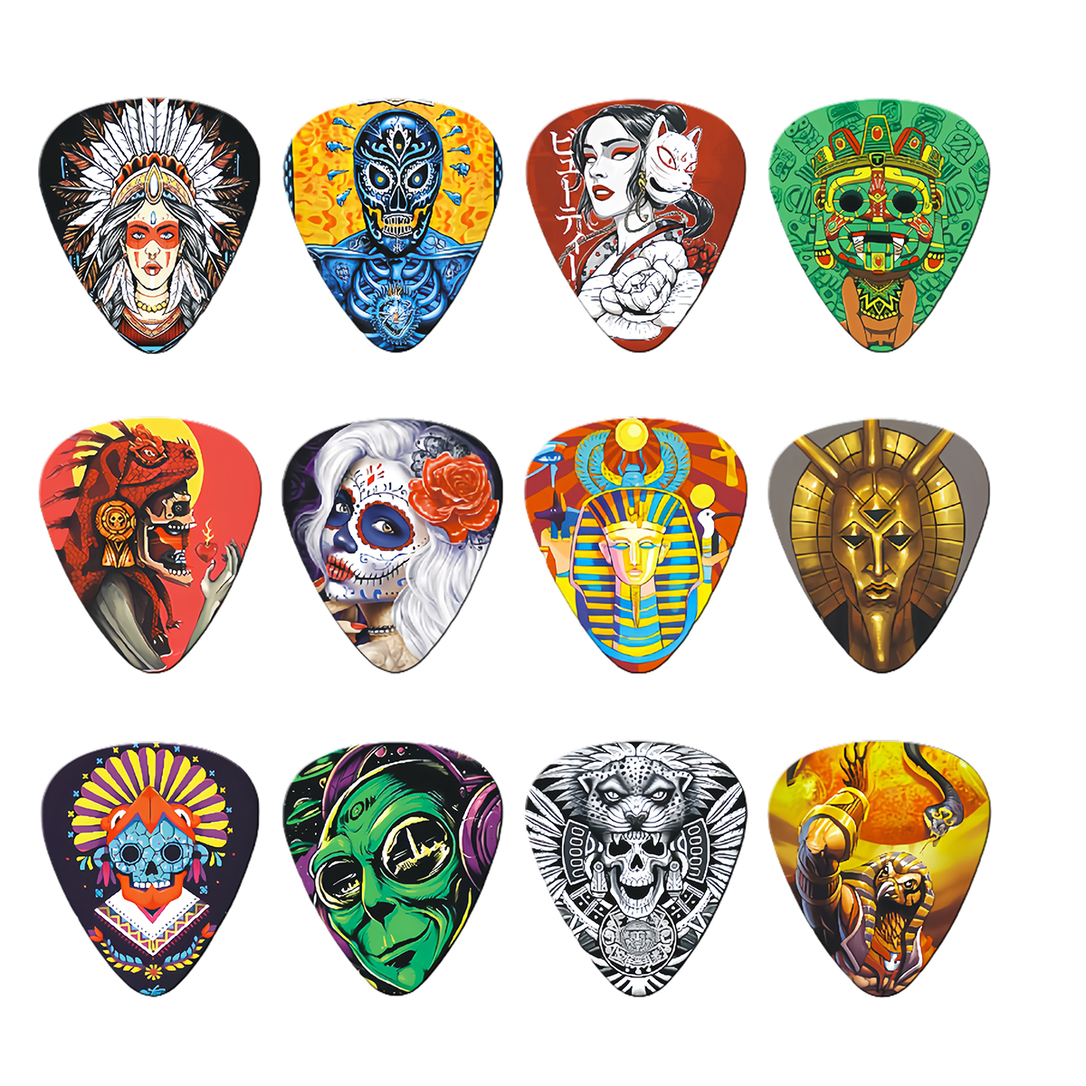 12PCS Unique Colorful Printed  - Electric Guitar Pick Pack recension och pris